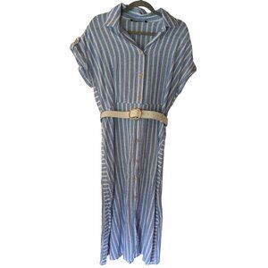 Zara Blue Striped Midi Dress